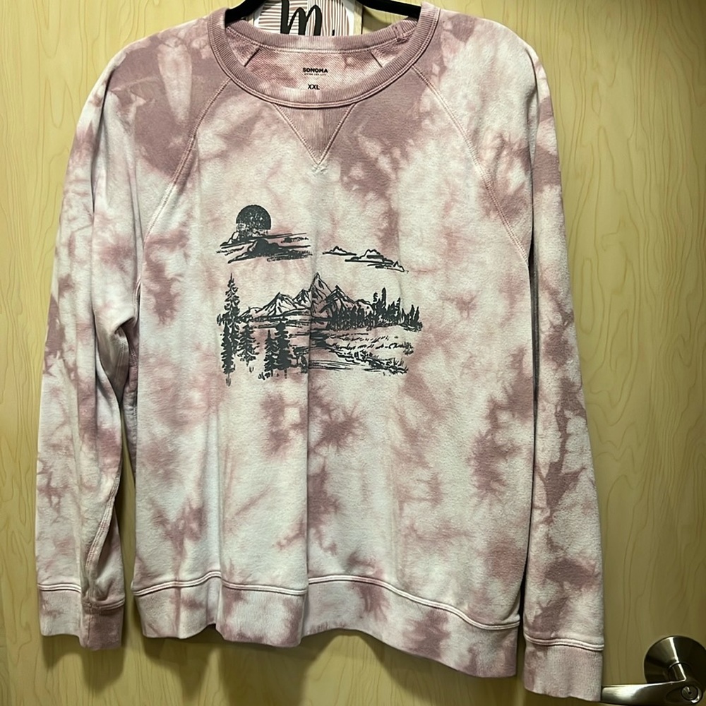Pink, tie-dye, crewneck sweatshirt!
